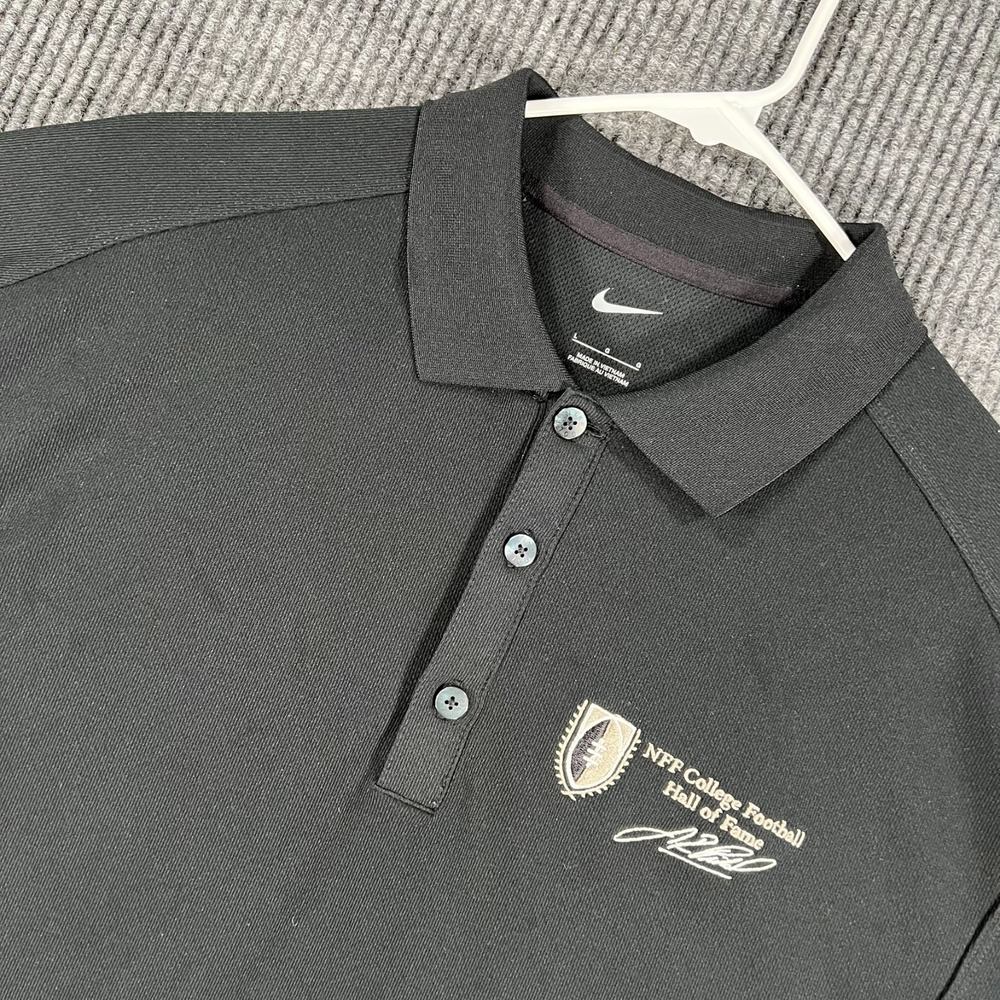NFF College Football Hall of Fame Polo Shirt Mens Large Black Short Sleeve Nike